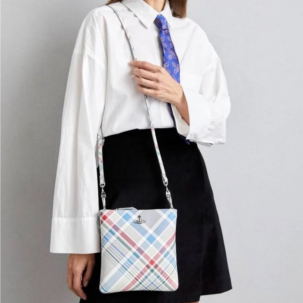 Vivienne Westwood Squire Square Crossbody Madras Tartan Check - Picture 8 of 9